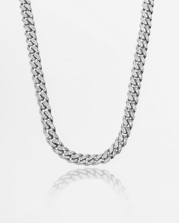 White Gold 12mm Iced Cuban Link Chain