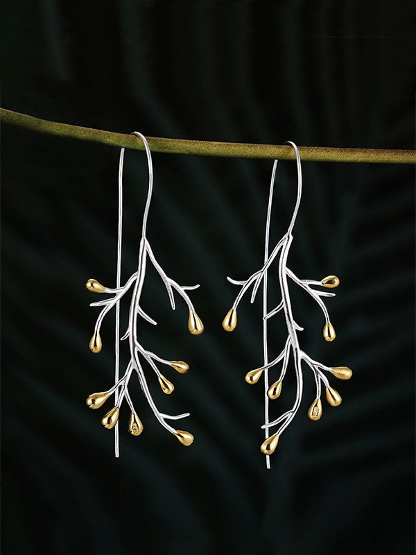 Silver Tree Branch Design Earrings
