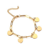 Chain Link Bracelet with Heart Charms