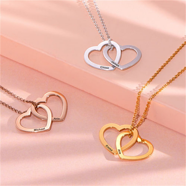 Interlocking Hearts Necklace with Diamonds