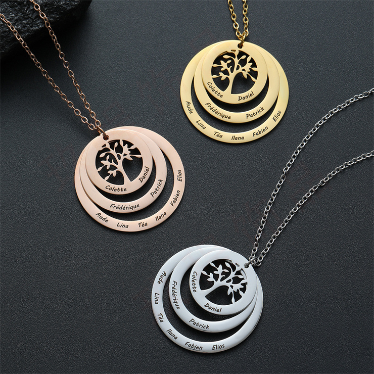 Tree Of Life Two Disc Customize Name Necklace