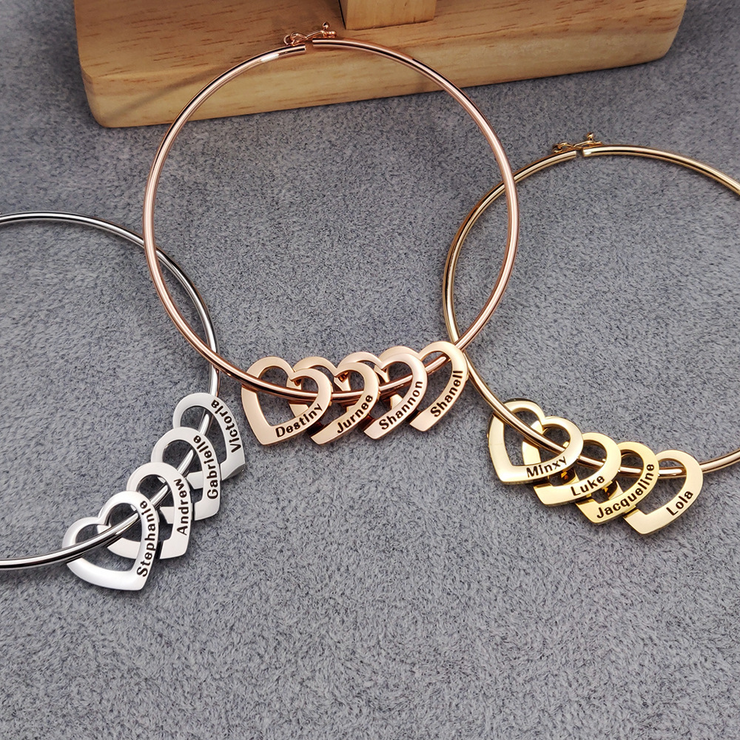 Bangle with Heart Pendants