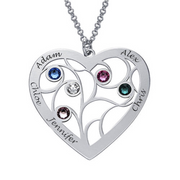 Heart Family Tree Necklace with birthstones