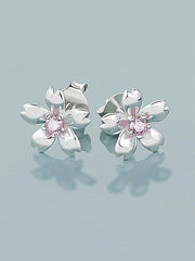 Simple Silver Floral Stud Earrings