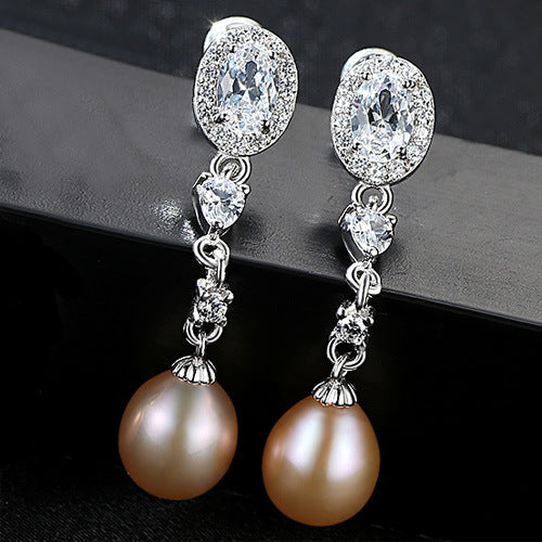 Silver Pearl Long Earrings