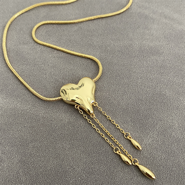 Golden Drip Heart Necklace