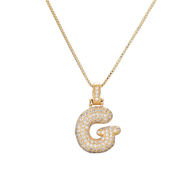 ICY Bubble Letter Initial Necklace