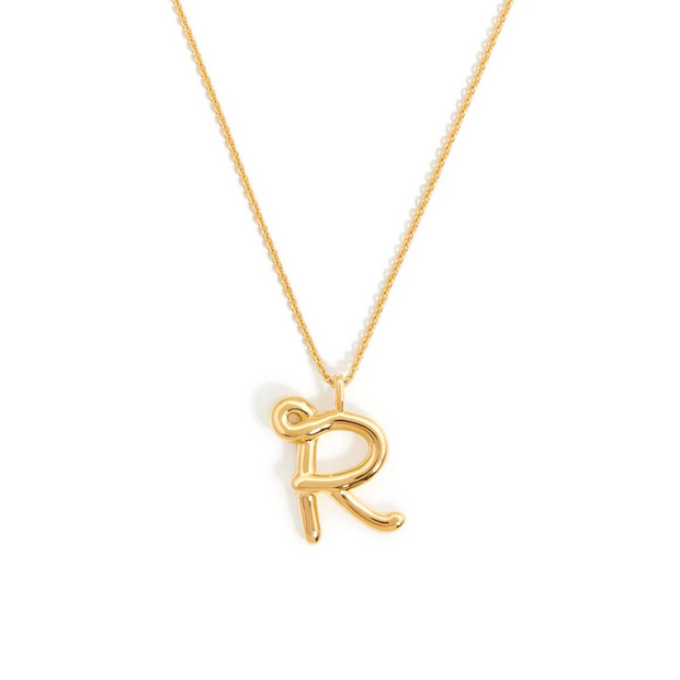 Curly Molten Initial Pendant Necklace