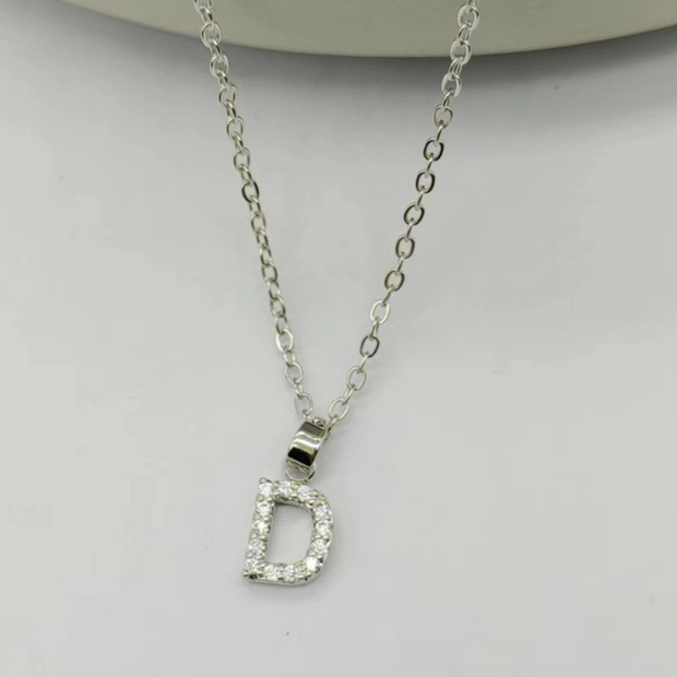 Silver Sparkling Initial Pendant