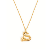 Curly Molten Initial Pendant Necklace