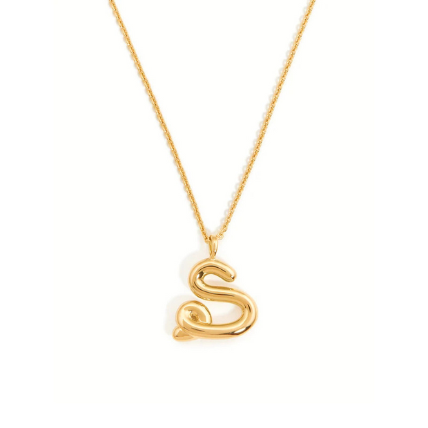 Curly Molten Initial Pendant Necklace