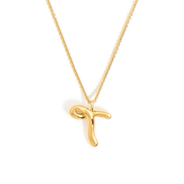 Curly Molten Initial Pendant Necklace