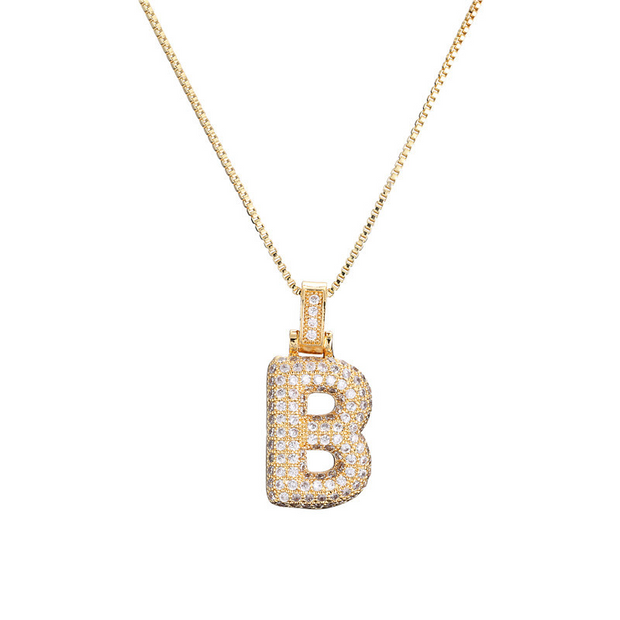 ICY Bubble Letter Initial Necklace