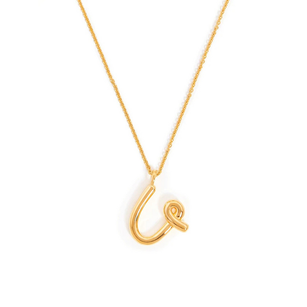 Curly Molten Initial Pendant Necklace