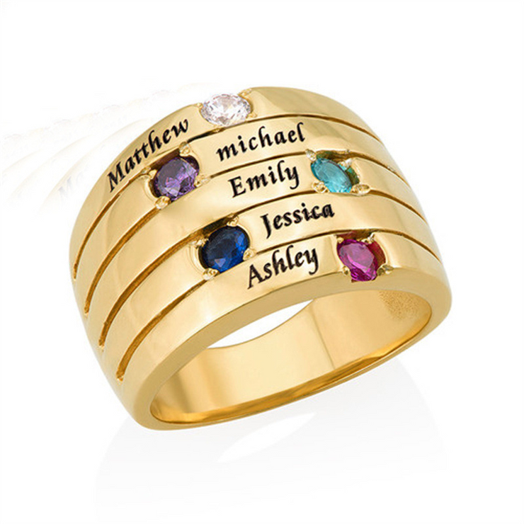 Stackable Birthstone Name Ring