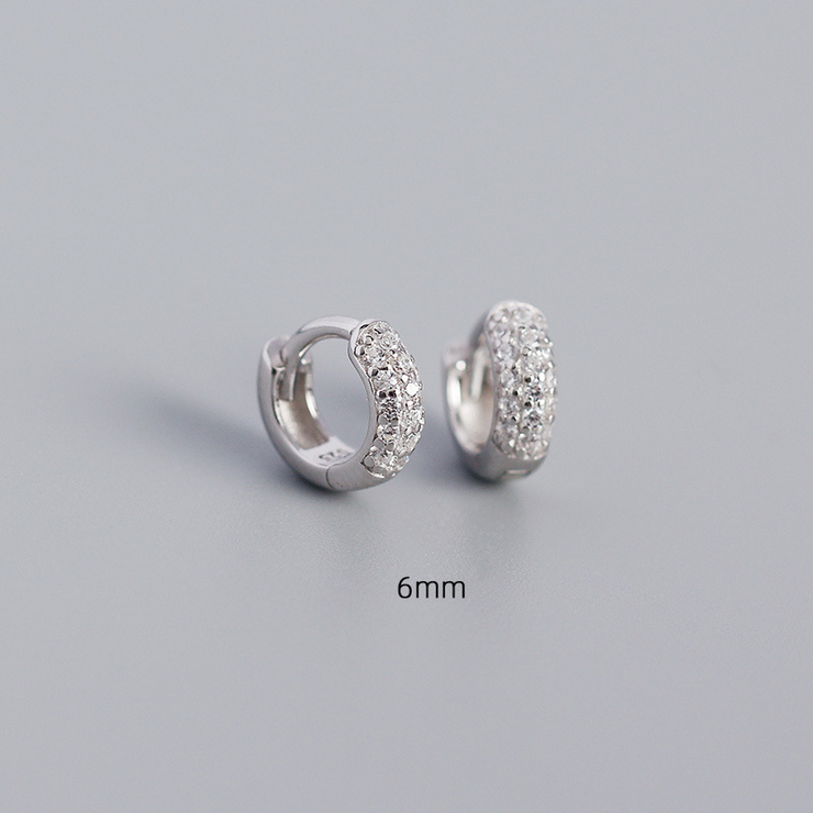 Silver CZ Huggie Earrings