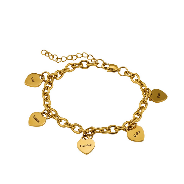 Link Bracelet with Heart Charms