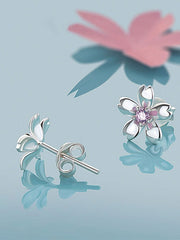 Simple Silver Floral Stud Earrings