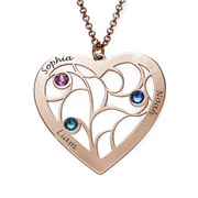 Heart Family Tree Necklace with birthstones