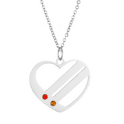 Birthstone Heart Necklace with Engraved Names