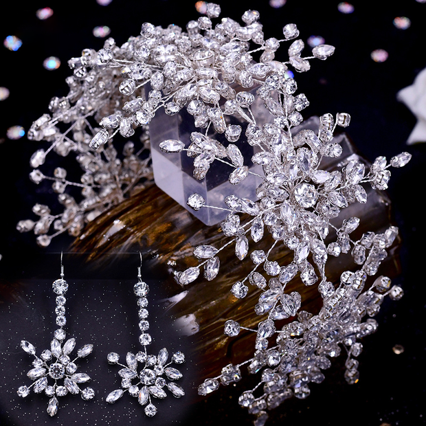 Rhinestone Tiara And Earrings