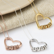 Charming Heart Necklace with Engraved Beads