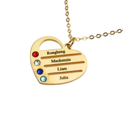 Everest Birthstone Heart Necklace with Engraved Names in 18ct Rose Gold Plating