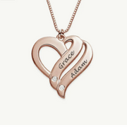 Two Hearts Forever One Name Necklace