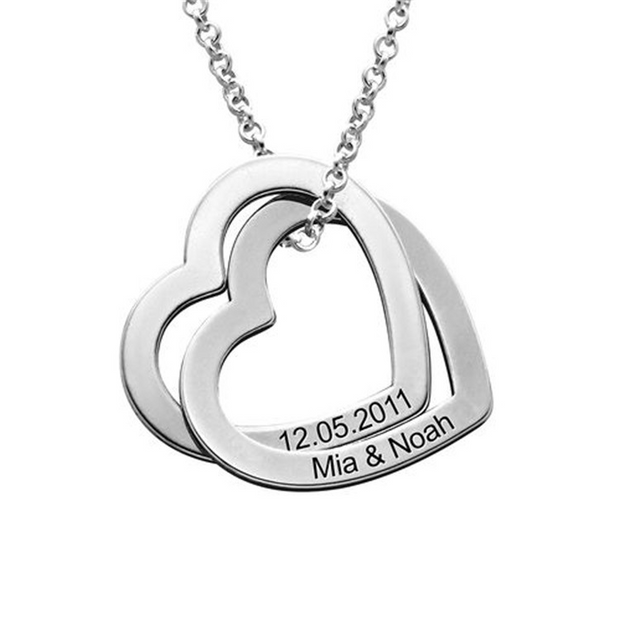 Interlocking Hearts Necklace with Diamonds