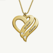 Two Hearts Forever One Name Necklace