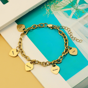 Link Bracelet with Heart Charms