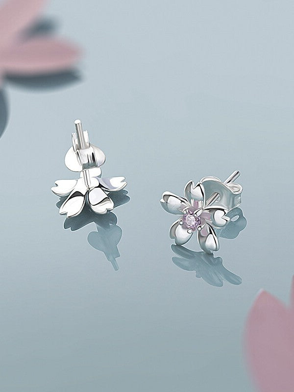 Simple Silver Floral Stud Earrings