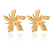 Gold Metal Unique Floral Earrings