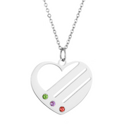 Birthstone Heart Necklace with Engraved Names