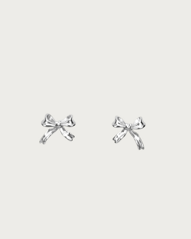 Silver Ribbon Stud Earrings