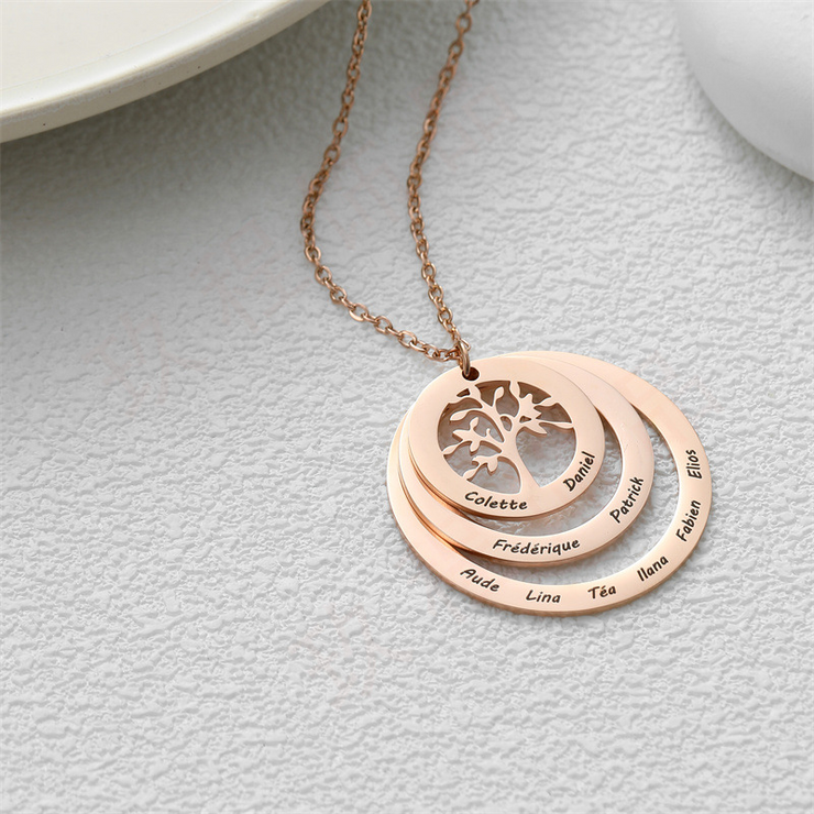 Tree Of Life Two Disc Customize Name Necklace