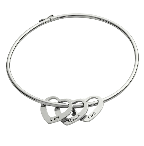 Bangle with Heart Pendants