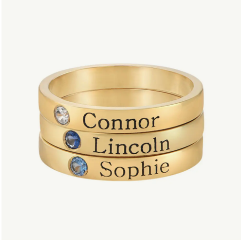 Stackable Birthstone Name Ring