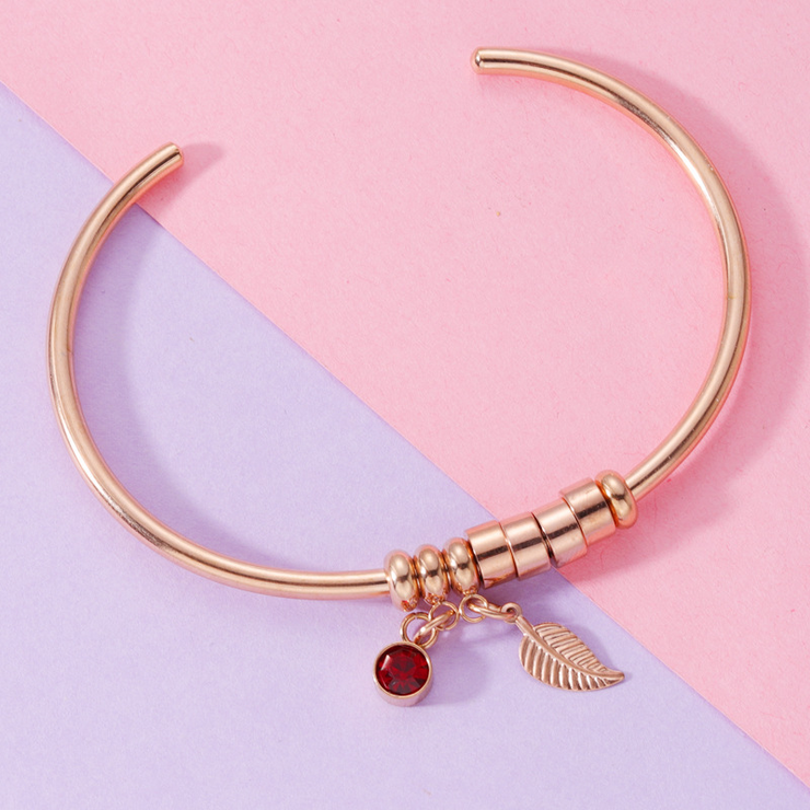 Open Bangle Bracelet with Birthstone