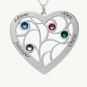 Heart Family Tree Necklace with birthstones
