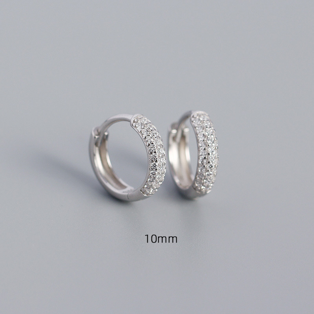 Silver CZ Huggie Earrings