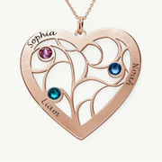 Heart Family Tree Necklace with birthstones