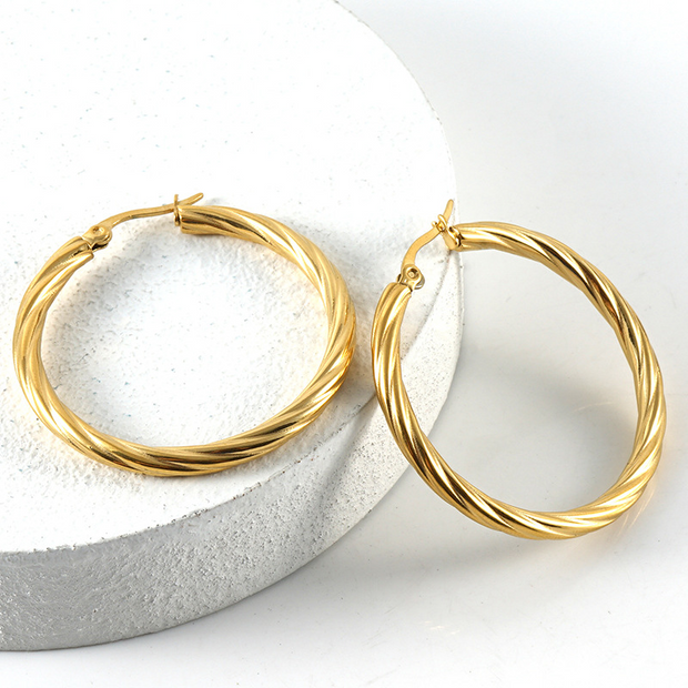 Twisted Gold Hoops