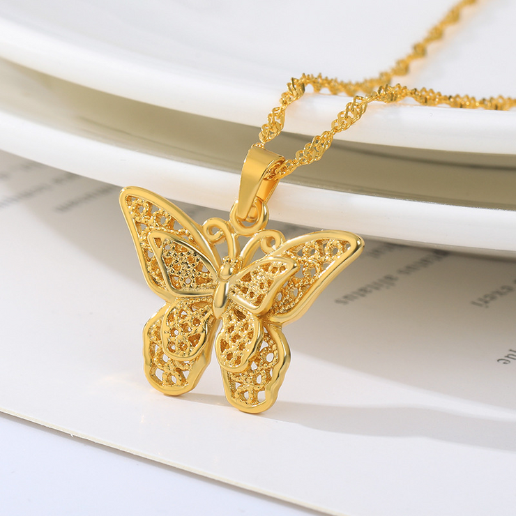 Fluttering Wing Pendant Necklace