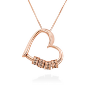 Charming Heart Necklace with Engraved Beads