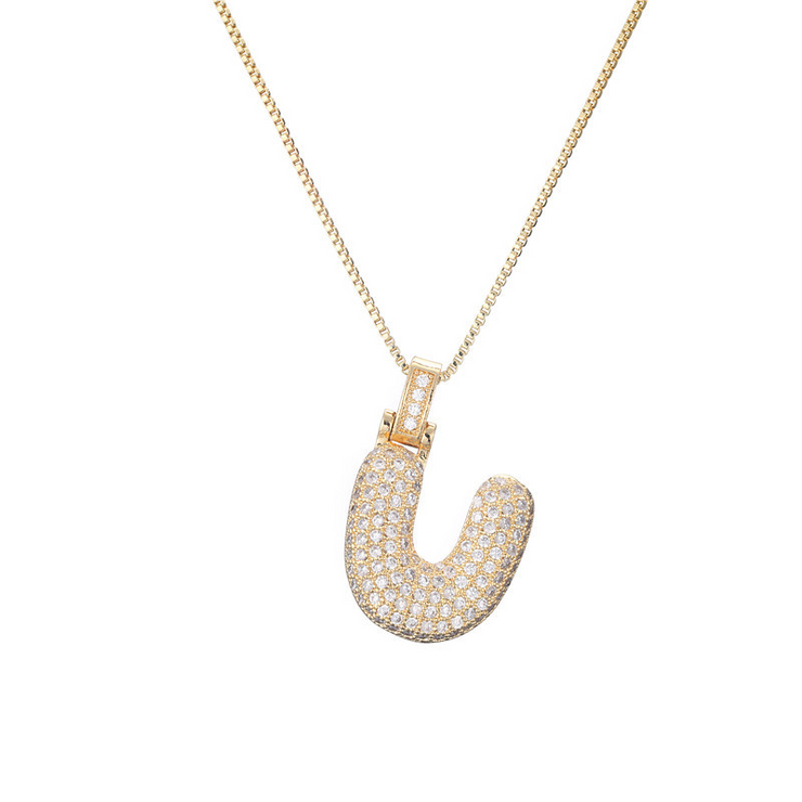 ICY Bubble Letter Initial Necklace