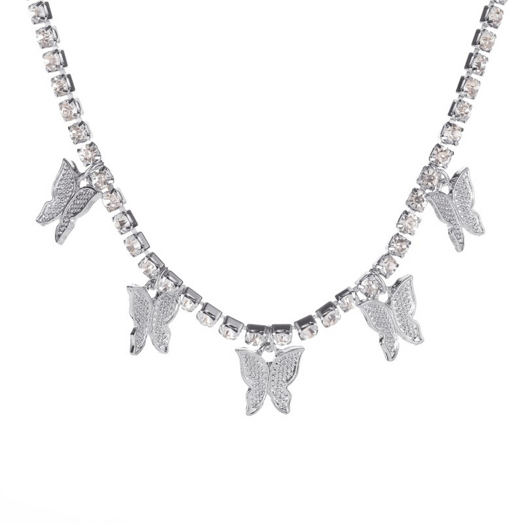 Crystal Butterfly Choker Necklace