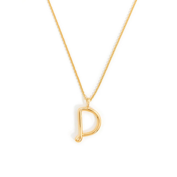 Curly Molten Initial Pendant Necklace