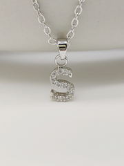 Silver Sparkling Initial Pendant