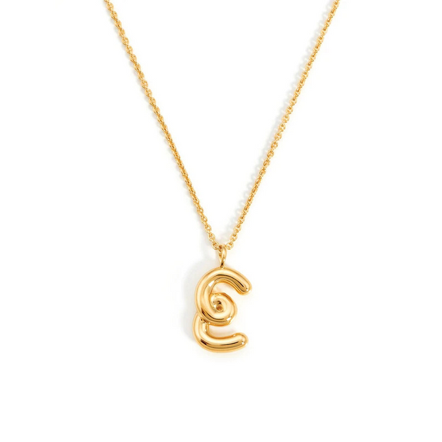 Curly Molten Initial Pendant Necklace